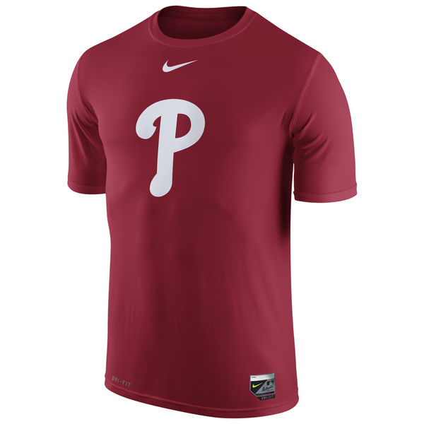 MLB Men Philadelphia Phillies Nike Authentic Collection Legend Logo 1.5 Performance TShirt Red